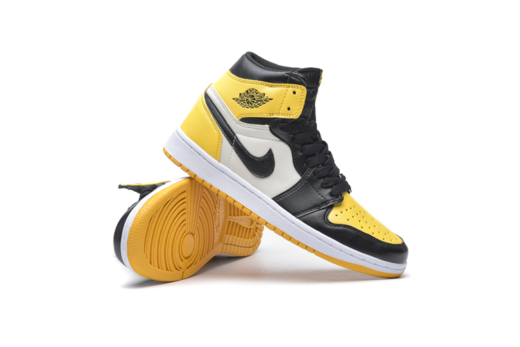 New Air Jordan 1 Toe Yellow Black White Shoes - Click Image to Close